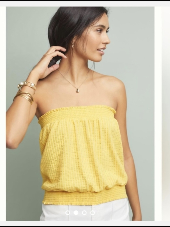 Anthropologie Tops - Anthropologie Yellow Colusa Strapless Smocked Tube Top Size XS